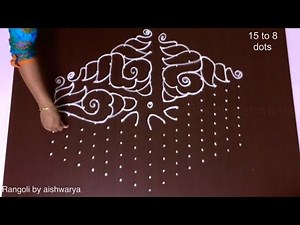 Easy Shankh Wali Rangoli Kolam Designs | 15-8 Sravanamasam Muggulu for Friday