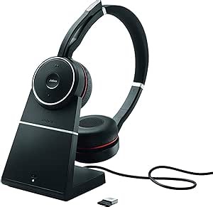 Jabra Evolve 75 UC Stereo Wireless Bluetooth Headset/Music Headphones Including Link 370 (U.S. Retail Packaging), Black