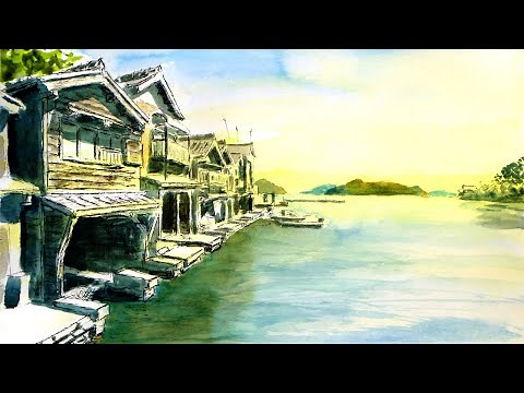 京都・伊根の舟屋【透明水彩風景画】 ／ Another Kyoto, Ine 【Watercolor】