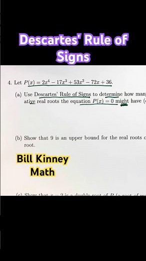 How Many POSITIVE Roots? 🤔 Descartes' Rule of Signs for Positive Real Roots of a Polynomial
