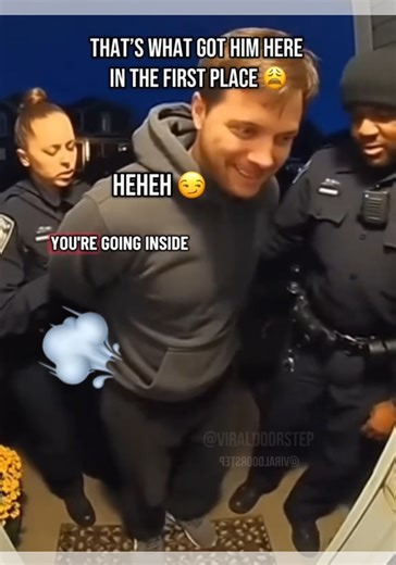 The cop’s weren’t expecting that.. Maybe he was just a little nervous 😬🤣😏 #funny #arrest #police #cops #farts #fart #funnyreelsvideo #funnyreels #doorbellcamera | Viraldoorstep