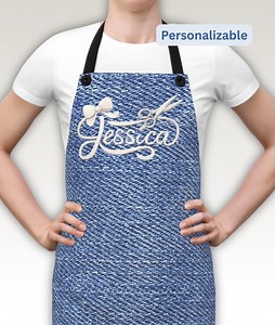 Hairstylist Embroidered-look Name Apron, Faux Denim Look, Personalized Name Hairdresser Stylist Beautician Gift - Etsy