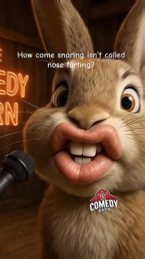 The Comedy Barn on Instagram: "How come snoring isn’t called nose farting? How come when my stomach snores it means I better get to the bathroom quick? #Snoring #Bunny #Fart."