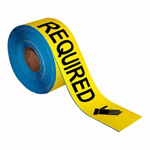 Superior Mark 4" x 100' Yellow / Black "Hand Protection Required" Safety Floor Tape
