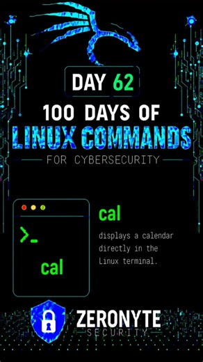 Linux Command Day 62 | cal Command #linux #kalilinux #cybersecurity