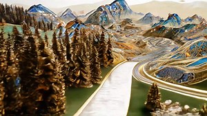 3.2K views · 27 reactions | Soar over famous spots in Xinjiang! The Chinese crafts of shell inlaying and cloisonne just render Xinjiang’s natural landscape and city. Kanas Lake reflects a shimmering color like mother-of-pearl. The sharp lines of the Tianshan Mountains are delicately shown with golden filigrees. A marvelous artwork! #WhatsXinjiangLike #ReverieMoment #AI #cloisonne | Wonderful Xinjiang | Facebook