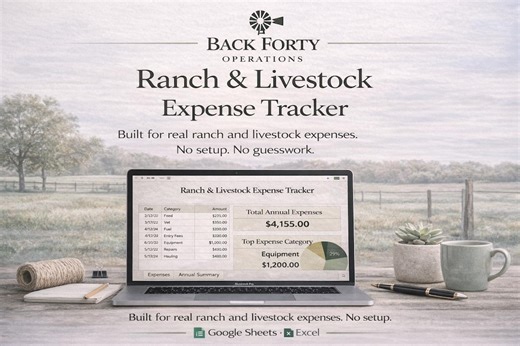 Ranch and Livestock Expense Tracker | Farm, 4H, FFA Budget Spreadsheet | Bookkeeping Template | Google Sheets & Excel - Etsy