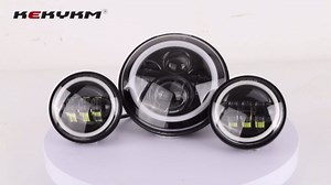 7 Inch LED Motorcycle Headlight 4.5" Fog Passing Light For Harley Street Glide Road King Road King Tri Tour Softail Deluxe Heritage Classic Fat Boy Models Black DRL Halo Ring Angel Eye