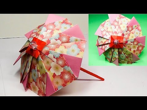 Making a beautiful Japanese traditional umbrella with origami - Audio explanation