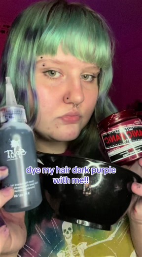 I LOOOVE IT im so happy i did this i think it looks soo much better #dyemyhair #hairdye #purplehair #darkpurplehair #manicpanic #splat #redhairdye #bluehairdye #hairtok #goth #gothmakeup #gothhair #babybangs #microbangs #evanescence #amylee #rock #darkhair #haircolor