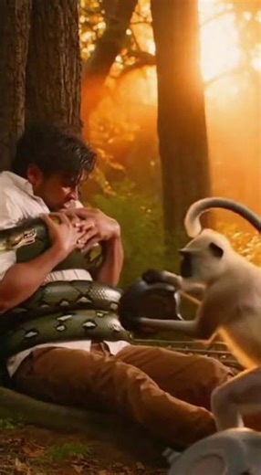 Hero Langur! Saves Man from Python #animalheroes #animalrescue