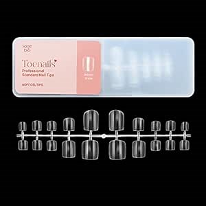 240pcs False Toenails Artificial French Acrylic Clear Toe Nail Tips 10 Sizes for Full Cover DIY Foot Nails