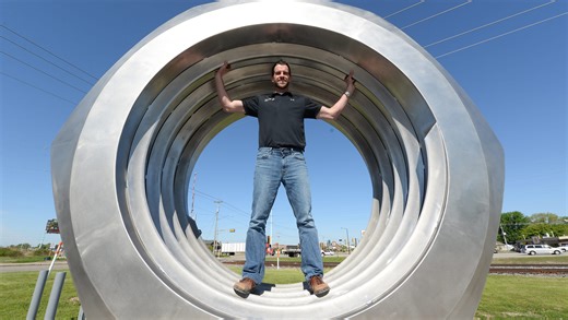 World's biggest nut goes up in Green Bay