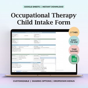 Occupational Therapy Child Intake Form Pediatric Assessment Therapist Intake