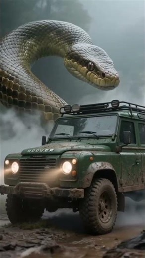 A Land Rover in the jungle with a giant python coiling around trees#shorts#landrover#automobile#cars