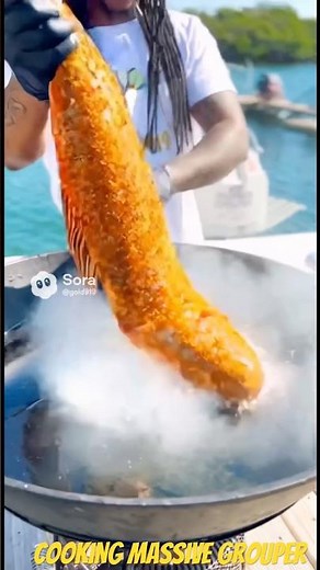 Cooking massive grouper, very tasty #food #shorts ￼￼￼