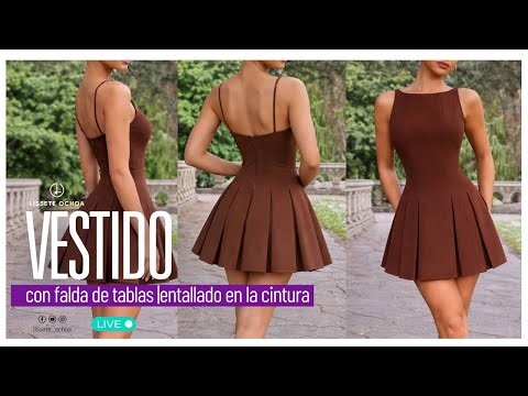 🔴EN vivo👉 Cómo hacer vestido entallado con falda de tablas #AltaCosturaAdictas
