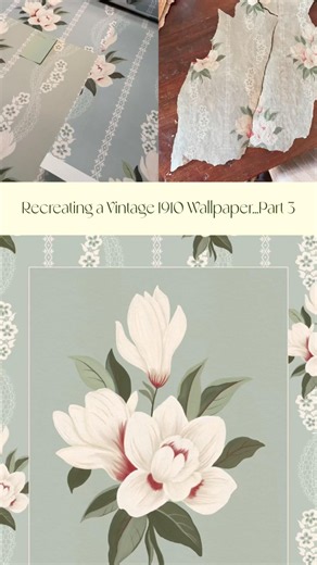 Recreating a vintage cottage floral wallpaper - part 3! #cottagecore #wallpaper