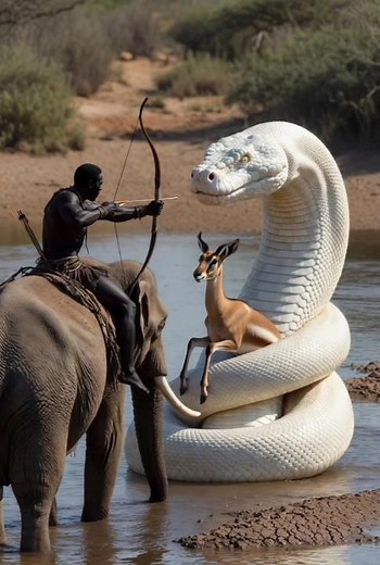 Giant Albino Python Attacks the Antelope, but a Brave Man Saves It! 💪🦌🐍