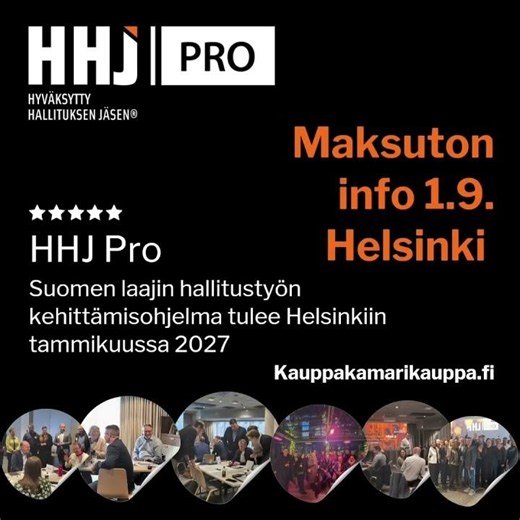 HHJ Pro info 1.9.2026 | Suomen laajin hallitustyön koulutusohjelma