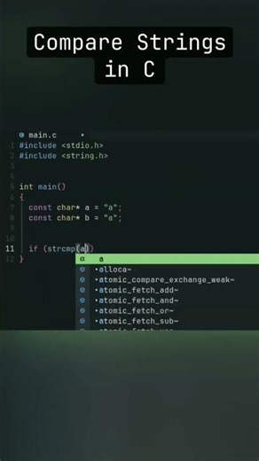 C | Compare two strings | #clanguage #cprogramming #programming #coding #lowlevelprogramming #short