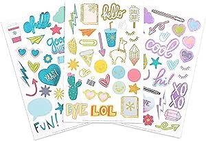 Erin Condren Designer Sticker Pack - Doodles & Desk Sets Sticker Pack Trio Includes Assorted Colorful & Metallic Stickers. Decorative and Cute Stickers for Customizing Planners, Notebooks, and More