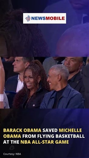 Barack Obama saved Michelle Obama from flying basketball at the NBA All Star game