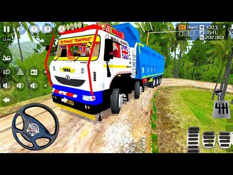 16 Wheeler Sand Transporter Truck Driving In Indian Offroad | Bus Simulator Indonesia Tata Truck Mod