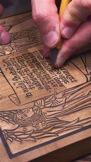 Woodcut process - cutting text #woodcut #handmade