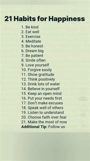 21 Habits for Happiness 👌👌👌 #motivation #inspirational #shorts