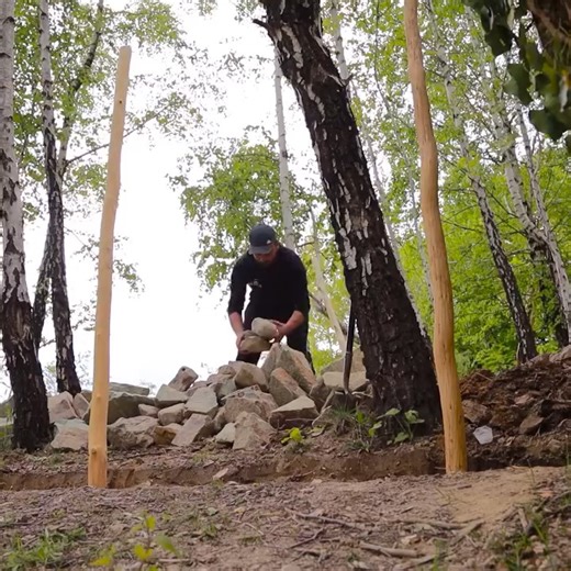 406K views · 12K reactions | FULL BUILD Alone built a stone house in the forest, returned to his stone house, Made a terrace and dinner | Survival Camping, Building Warm Bushcraft | Facebook