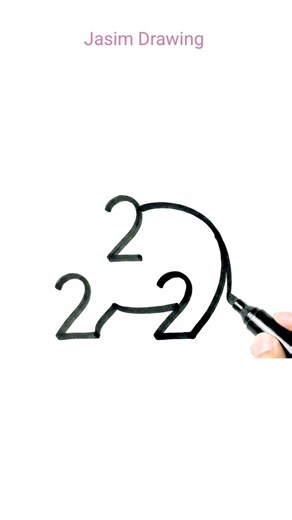 Draw elephant 🐘 using 2 number #easydrawing #jasimdrawing