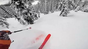 Austin Ross taking a break from work... "When I'm on photo shoots it's rare that I'm able to do full free runs as we are normally working features on slope and setting up shots hit by hit as we work our way down the mountain. When the opportunity arises to do a lap without stopping to take pictures it's really fun to flow freely down the hill and get the blood moving. Here's a few POV turns from a run down to our lunch spot one day Snowwater Heliskiing " - Austin | VÖLKL