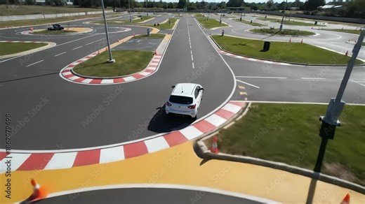 A skilled driver navigates a challenging driving course filled with sharp turns and cones, showcasing remarkable control and precision. Excitement builds as they practice their techniques.