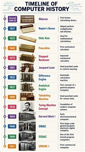 Timeline of Computer History Explained | Abacus to UNIVAC I | Important for Exams #shorts #viral