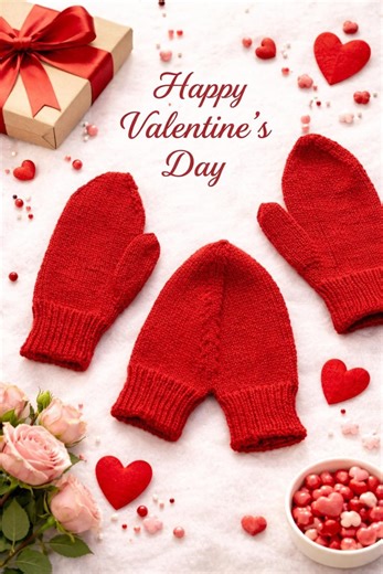 Valentine's Knitted Couple Mittens Pattern | Mommy and Me Matching Gloves (PDF) - Etsy