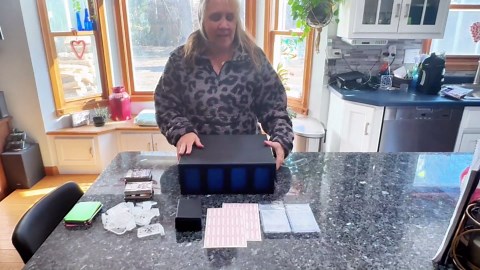 GEAoffice Trading Card Storage Box with Commander Display, 3200+ Card Deck Case with Magnetic Removable Lid, 4-Row Deck Box for MTG/TCG/Sports/Games, 10 Stoppers, 24 Dividers, 1 Dice Tray, Black Grey