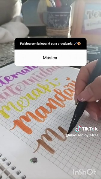 #ASMR De palabras con M para practicar en #brushlettering con los marcadores de @May Hernandez profesionales marca #tombowdualbrushpens ¿que otras palabras debemos practicar? #letteringart #abecedario #practicando #ebook #letrasbonitas🥰💕 #colors #latinoamerica