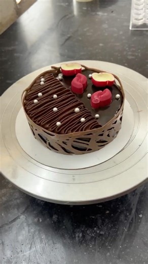 Elegant Chocolate Lace Wall Cake #shorts #trending