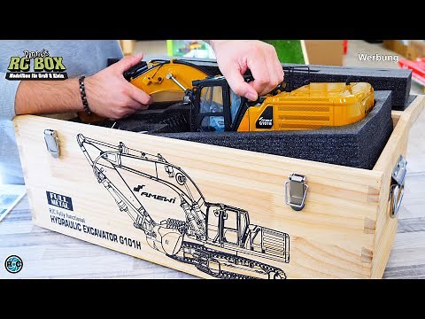 FULL METAL HYDRAULIC RC EXCAVATOR G101H YELLOW FROM AMEWI UNBOXING