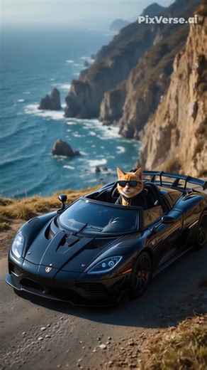 “Golden Cat Drives BMW i8 & Koenigsegg Jesko in Luxury Cinematic Locations 😼✨🏎️🔥”