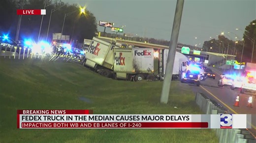 Deadly wreck on I-240; FedEx truck in median