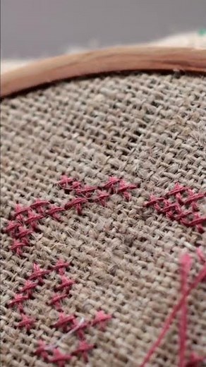 How to Cross Stitch Embroidery on Burlap #shorts
