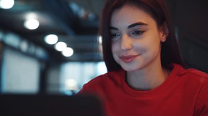 Woman Using Laptop Computer In Cafe Working Stock Footage SBV-338176275 - Storyblocks