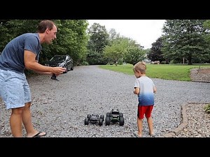 RACING RC MONSTER TRUCKS WITH MY SON!