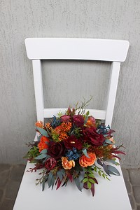 Burnt Orange Burgundy Centerpiece, Table Bouquet With Blueberries, Silk Flower Table Decor, Fall Wedding Flowers - Etsy