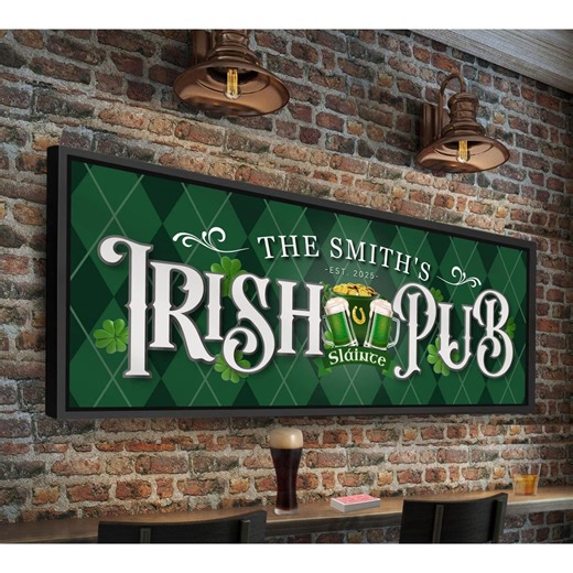 Irish Bar Sign, St. Patricks Day Decor, Shamrock Wall Art, Personalized Home Bar Signs - Etsy