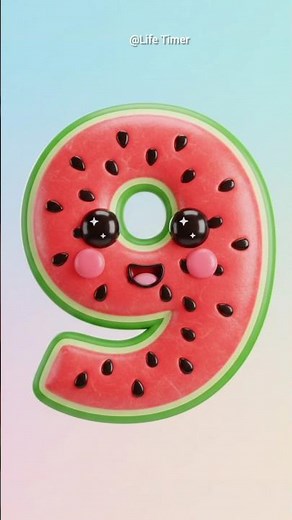 Cute Watermelon 🍉 9 to 0 Countdown with Voice | Fun Kids Timer #countdown #shorts