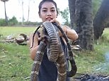 'Survivalist' woman kills and eats snake in the Cambodian wilderness