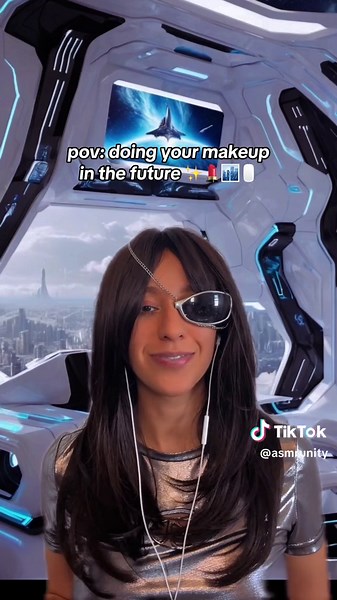 ASMR doing your makeup in the future ✨💄🖱️🏙️🕶️ #asmr #asmrmakeup #doingyourmakeup #futuristic #nostalgia #asmrvideo #satisfying #foley #layeredsounds #asmrpov #pov #roleplay #fyp #foryou #foryoupage